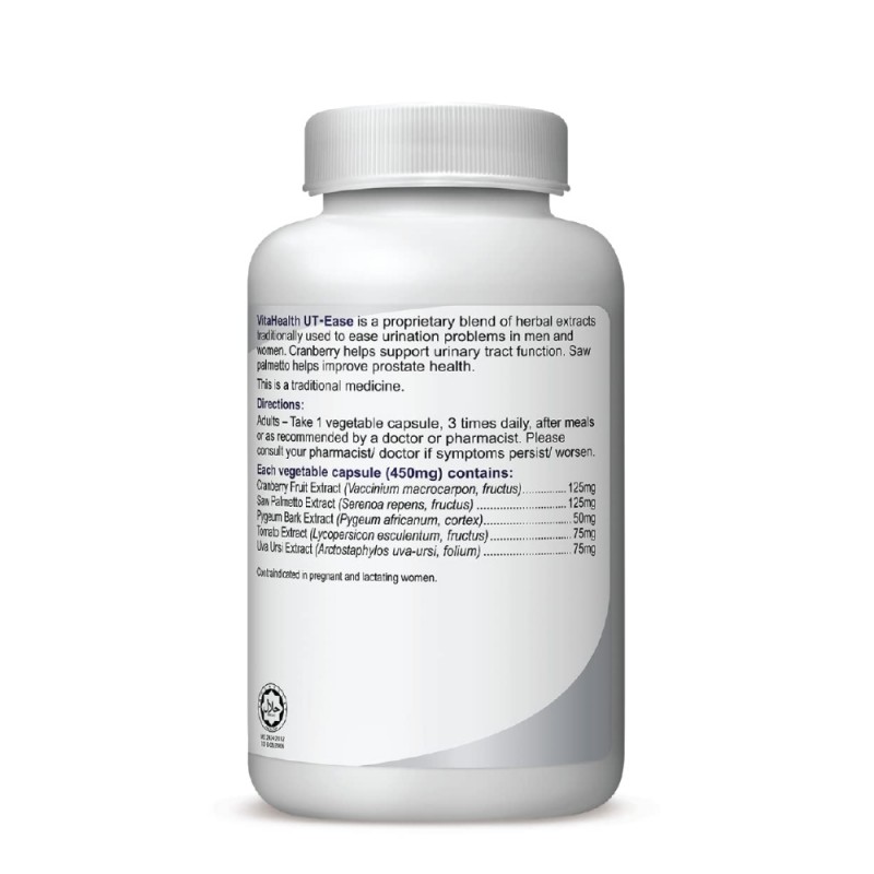VITAHEALTH Ut-ease 120's - Cranberry ,Saw Palmetto, Urinary
