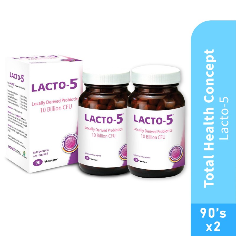 THC Lacto-5 90's X 2 for Digestion & Gut Health with Probiotic, Lactobacillus Rhamnosus, Good Bacteria