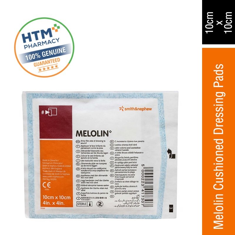 Smith & Nephew Melolin Cushioned Dressing Pads 10CM x 10CM 1'S