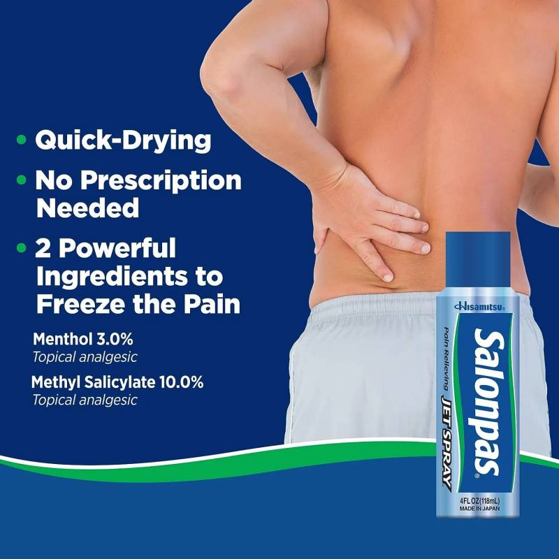 SALONPAS Jet Spray 118ml for Muscle Pain, Muscle Spray, Injury Spray