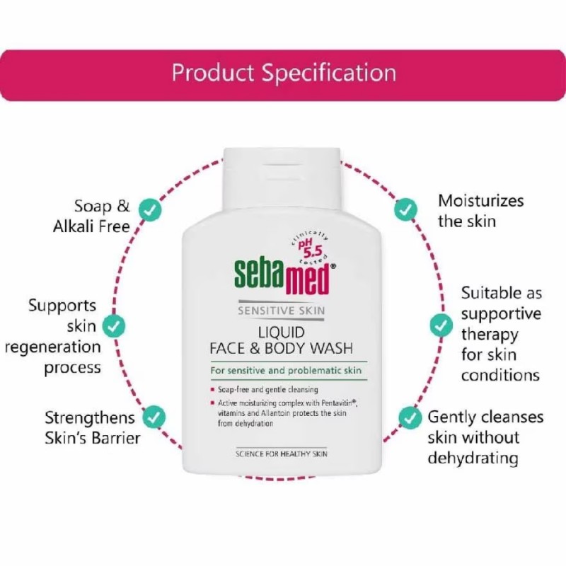 SEBAMED Liquid Cleanser Face & Body Wash 200ml for Sabun Baby, Sabun Badan, Sabun Mandi, 沐浴露
