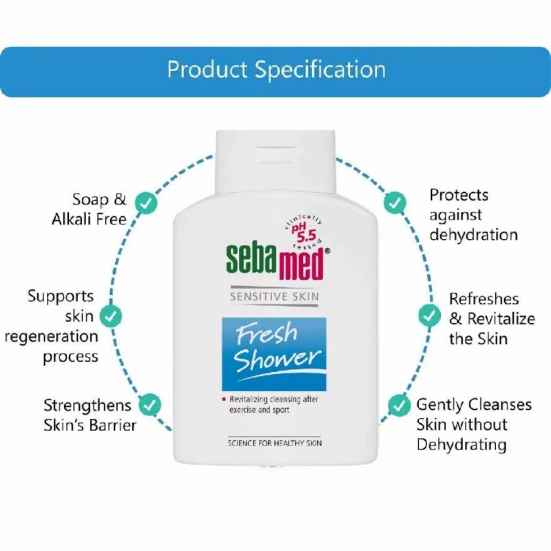 SEBAMED Fresh Shower 200ml Body Wash with Allantoin, Sabun Mandi, Sabun Badan for Athlete, 沐浴露