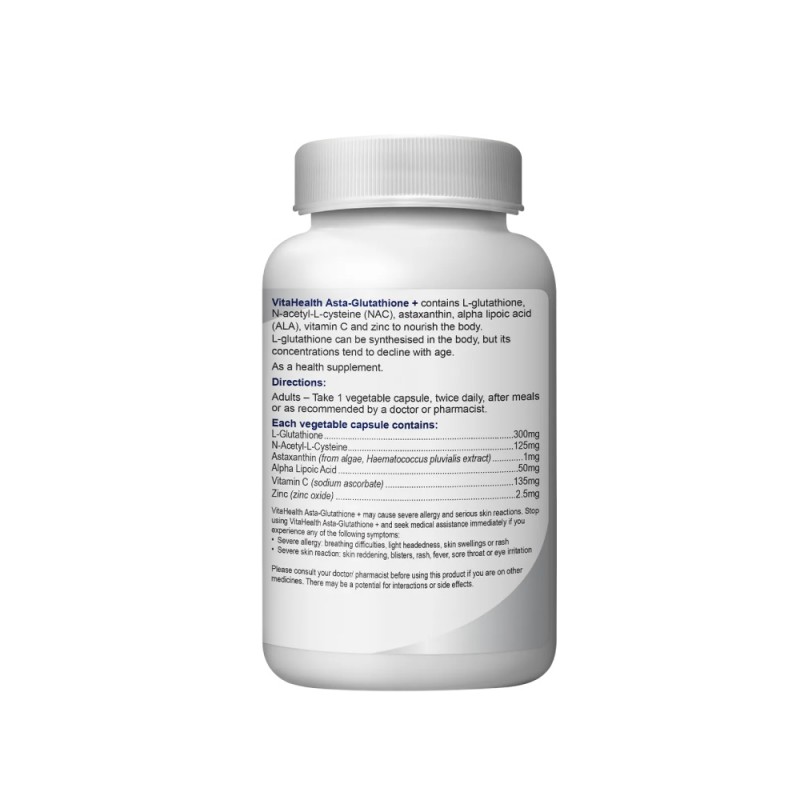 VITAHEALTH Asta-glutathione Plus 30's- L glutathione , Vitamin C , Zinc