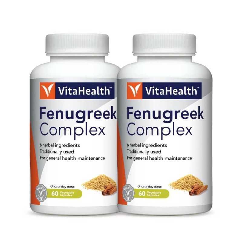 VITAHEALTH Fenugreek & Cinnamon Complex 60's x2- Diabetic Supplements, Fenugreek, Tumeric