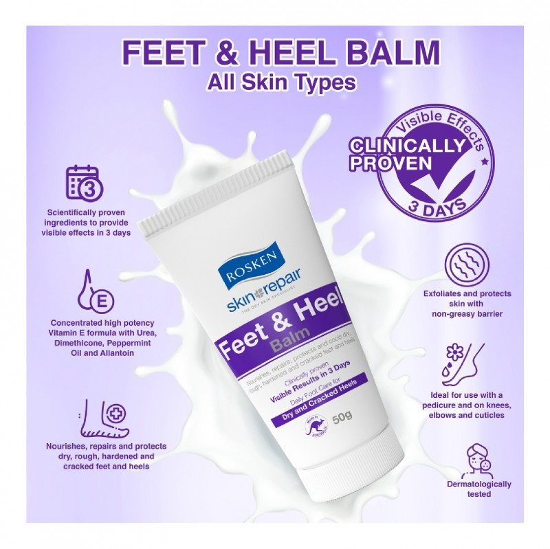 ROSKEN Feet & Heel Balm 50g sensitive & dry skin lotion kulit kering 皮膚 敏感 止癢