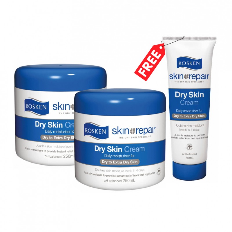 ROSKEN Dry & Sensitive Skin Hand Cream 250ml x2 foc 75ml 皮膚 敏感 止癢护手霜 kulit kering krim tangan
