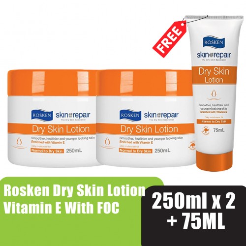 ROSKEN Dry & Sensitive Skin Body Lotion Vitamin 250ml x2 foc 75ml losyen kulit kering badan & tangan 皮膚 敏感 止癢身体乳