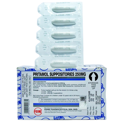 PRITAMOL SUPP 250MG 100'S