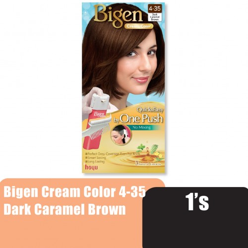 BIGEN Cream Color 4-35 Dark Caramel Brown - Bigen One Push Hair Color Dark Caramel Brown 美源 染发剂 染发膏