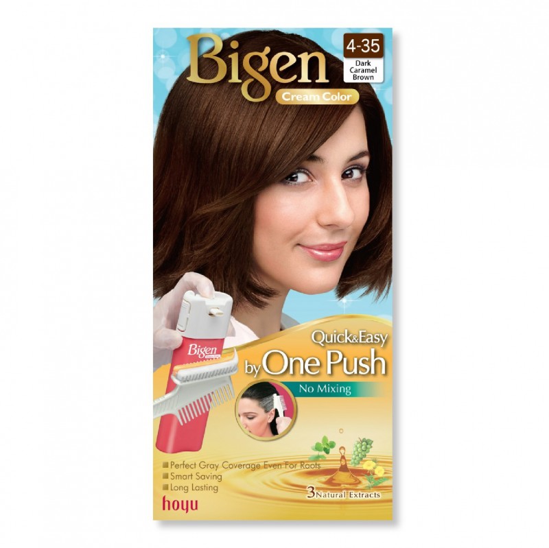 BIGEN Cream Color 4-35 Dark Caramel Brown - Bigen One Push Hair Color Dark Caramel Brown 美源 染发剂 染发膏