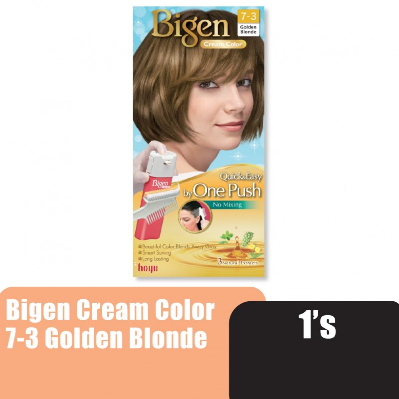 BIGEN Cream Color 7-3 Golden Blonde - Bigen One Push Hair Color Golden Blonde 美源 染发剂 染发膏