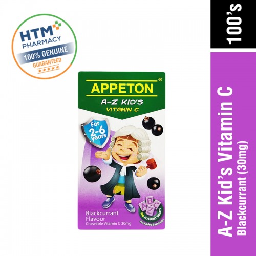 Appeton A-Z Kid'S Vitamin C 30MG 100'S - Blackcurrant