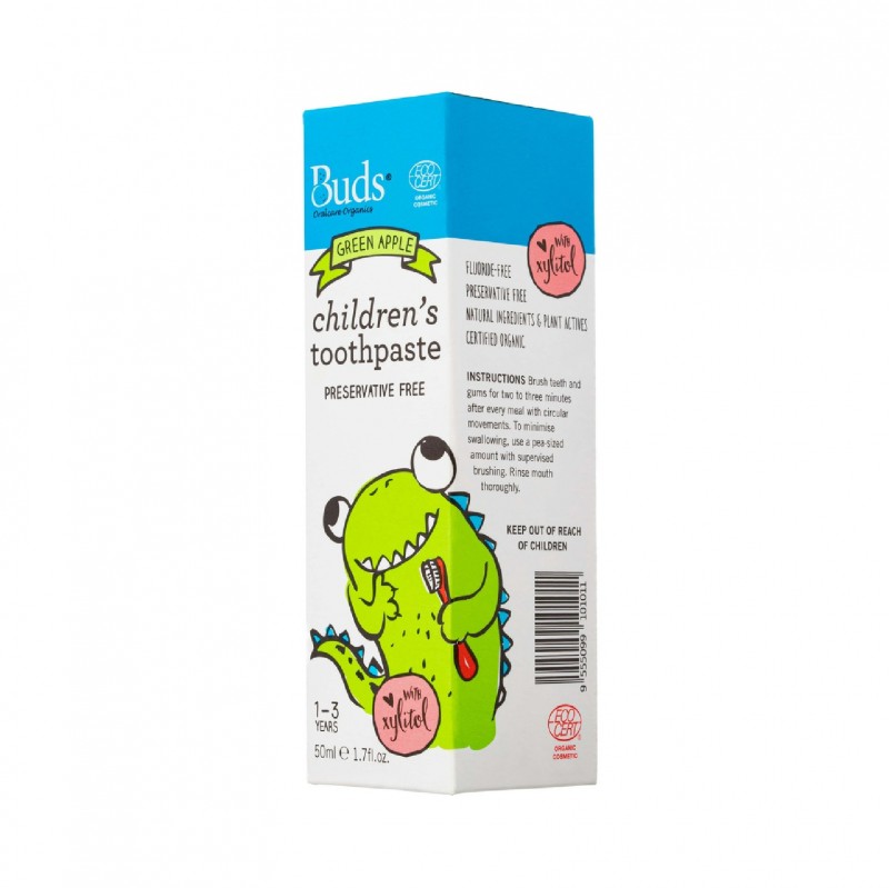 Buds Children's /Kids Green Apple Flavour Toothpaste with Xylitol 50ml - 儿童牙膏 Suitable for 1-3 years old