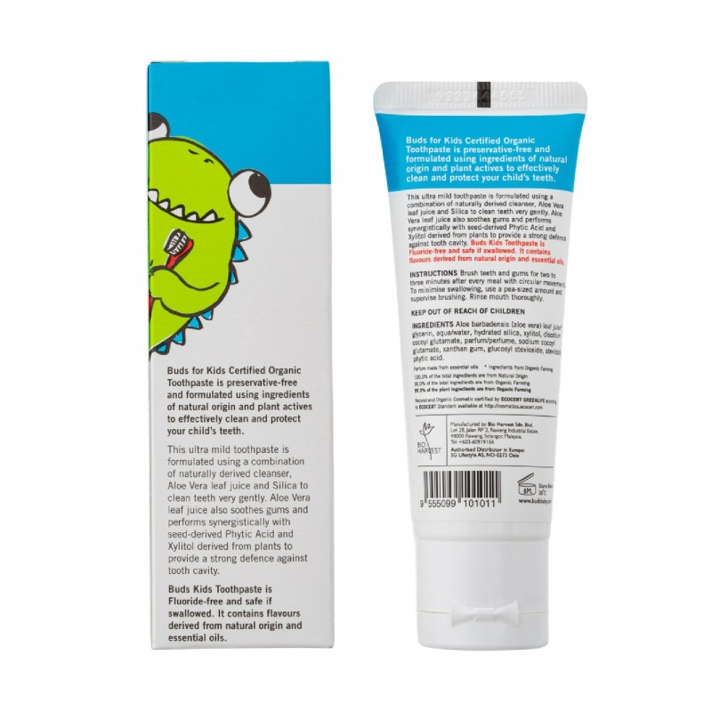 Buds Children's /Kids Green Apple Flavour Toothpaste with Xylitol 50ml - 儿童牙膏 Suitable for 1-3 years old