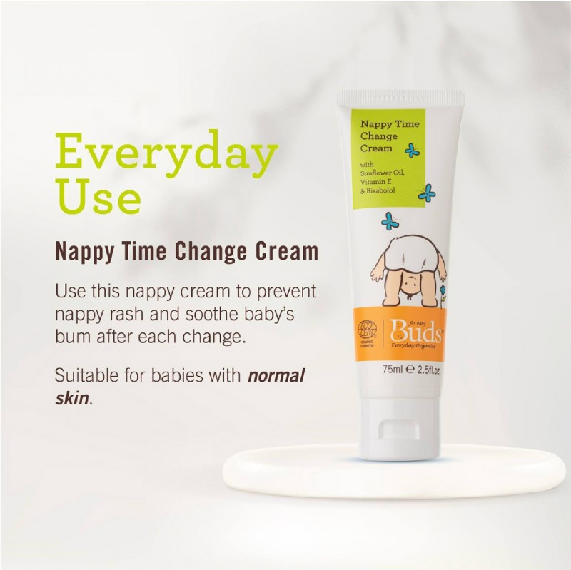 Buds Nappy Time Change Cream 75ml with Vitamin E, Jojoba Oil, Shea Butter(Suitable for diaper-wearing babies)