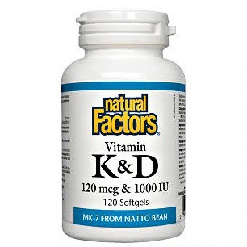 Natural Factors Vitamin K & D 120MCG 1000IU 60's