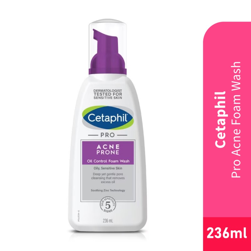 CETAPHIL Pro Acne Prone Foam Face Wash 236ml for Facial Cleanser, Cetaphil Face Wash