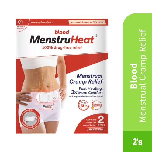 Blood MenstruHeat 2's for Menstrual Cramp Relief, Heat Patch, Melegakan Senggugut, 经痛暖暖包