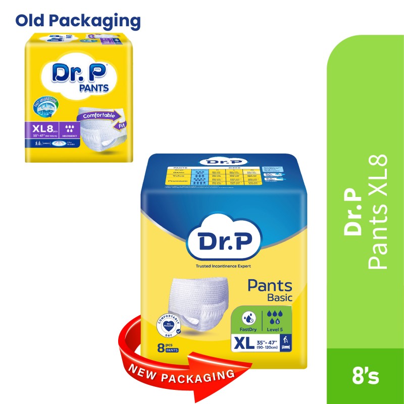 DR.P Adult Diaper Pants XL 8'S Basic for Lampin Seluar Dewasa, High Absorption