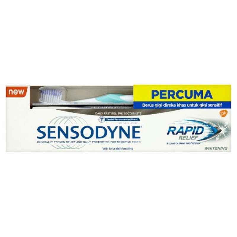 Sensodyne Rapid Relief 100g - Whitening foc Toothbrush