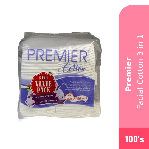 Premier Facial Cotton 100's (3 In 1)