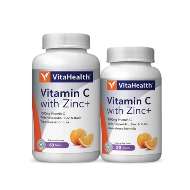 VITAHEALTH Vitamin C With Zinc+ 1000mg 60's + 30's with Vitamin C Supplement, Immunity Booster