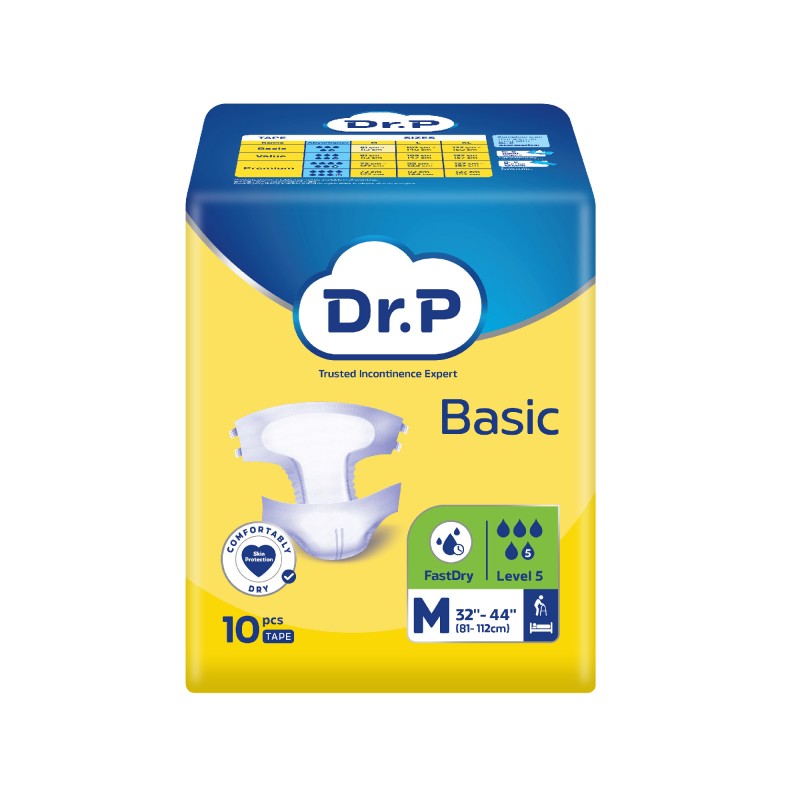 DR.P Adult Diapers M 10'S Basic for Lampin Dewasa, High Absorption