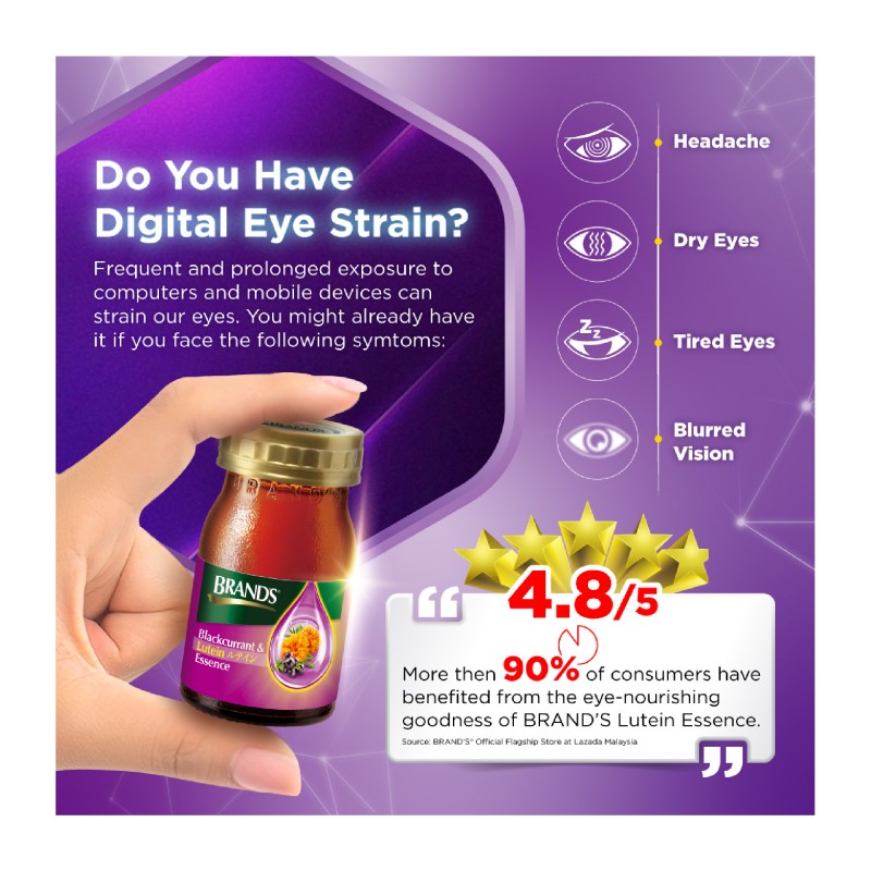 BRANDS Blackcurrant & Lutein Essence 60ml X 6's as Eye Supplement with Vitamin E, Lutein & Zeaxanthin for Eye Health