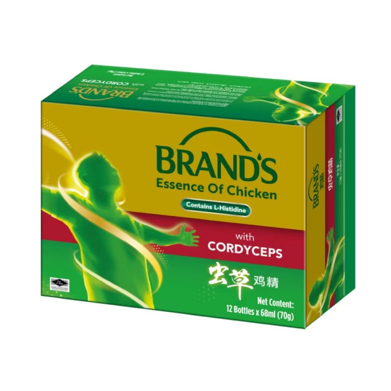 BRANDS Essence of Chicken with Cordyceps 70g X 12's with High Protein Chicken Essence for Respiratory, Immune & Energy