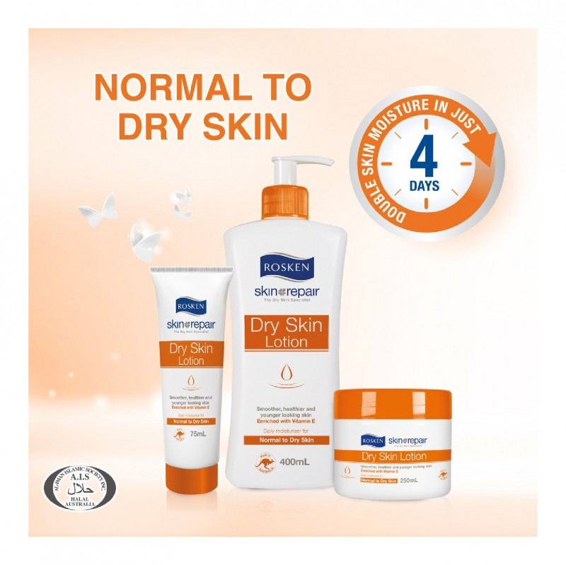 ROSKEN Dry Skin Body & Hand Lotion With Vit E 75ml Losyen badan & tangan kulit kering 皮膚 敏感 止癢身体乳