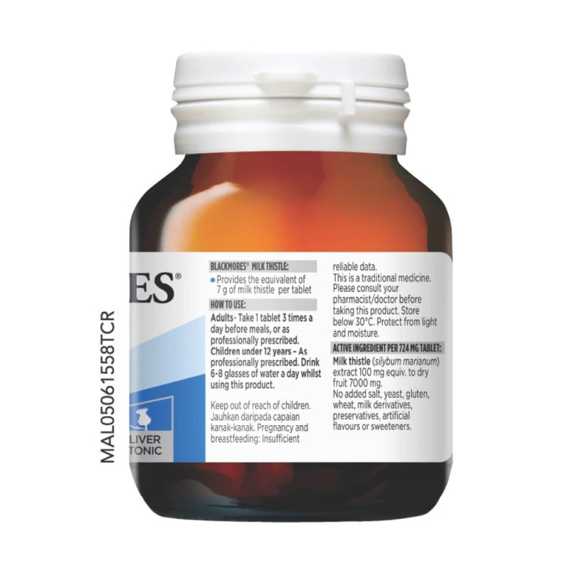 BLACKMORES Milk Thistle 60's for Liver Tonic, Fatty Liver Supplement, Liver Supplement