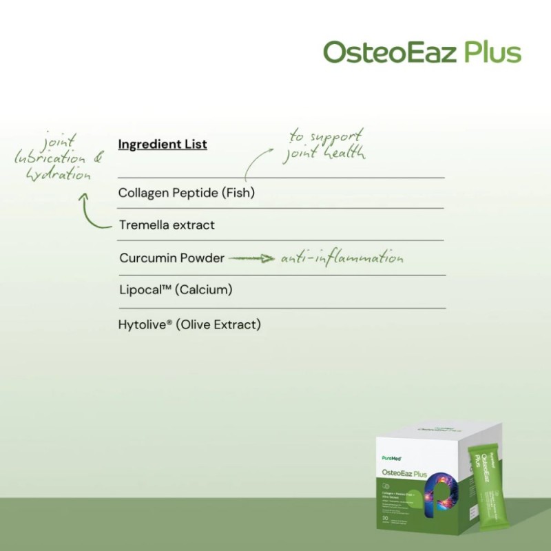 PUREMED OsteoEaz Plus 10g X 30's with Cucurmin, Turmeric, Joint Supplement