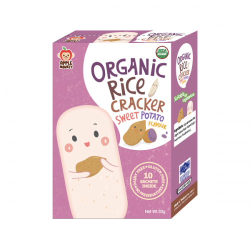 Apple Monkey Organic Rice Cracker 30g - Sweet Potato