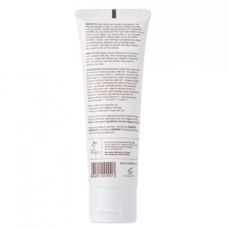 Buds Cherished Organics Precious Newborn Hydration Cream 75ml contains with jojoba oil & shea butter