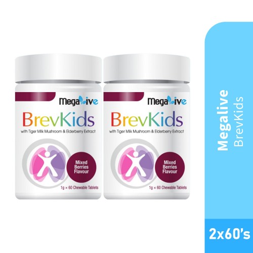 MEGALIVE Brevkids 60's X 2 with Tiger Milk Mushroom, Elderberyy, Kids Supplement