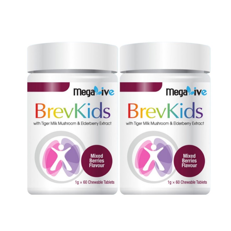 MEGALIVE Brevkids 60's X 2 with Tiger Milk Mushroom, Elderberyy, Kids Supplement