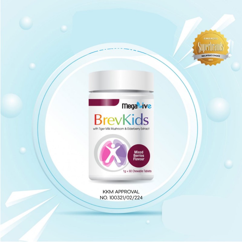 MEGALIVE Brevkids 60's X 2 with Tiger Milk Mushroom, Elderberyy, Kids Supplement