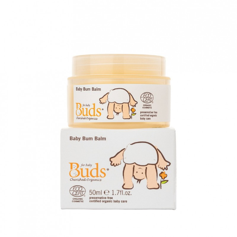 Buds Cherished Oragnic Vitamin E Baby Bum Balm 50ml with jojoba oil,sunflower oil& shea butter - ( For Soothing)