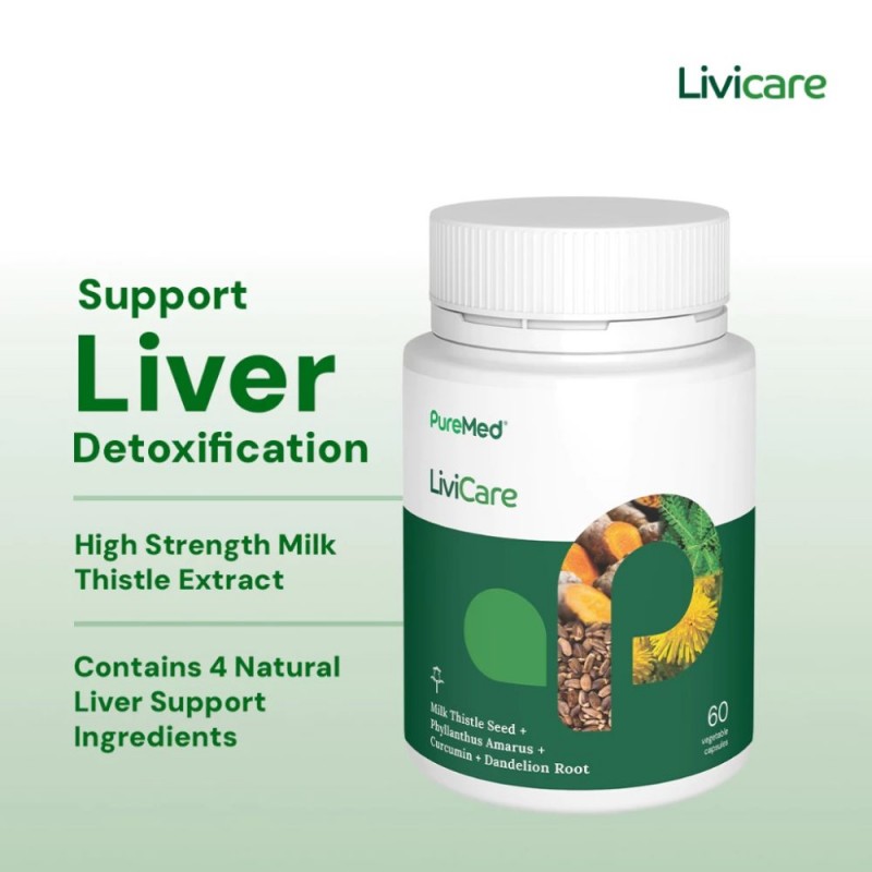 PUREMED Livicare 60's x 2 for Liver Supplement, Fatty Liver, Detox Supplement