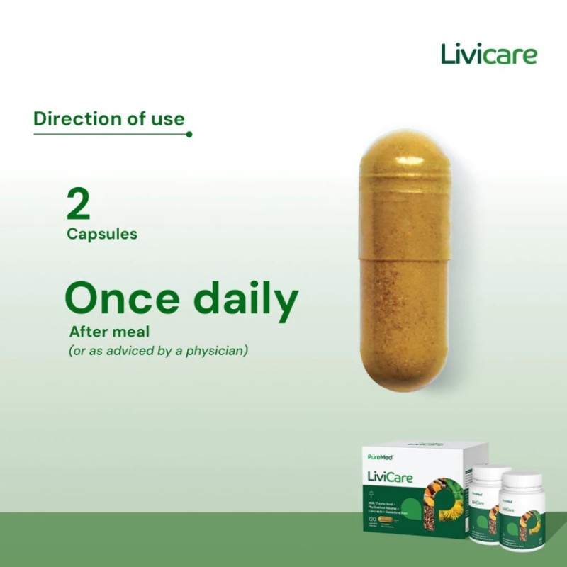 PUREMED Livicare 60's x 2 for Liver Supplement, Fatty Liver, Detox Supplement
