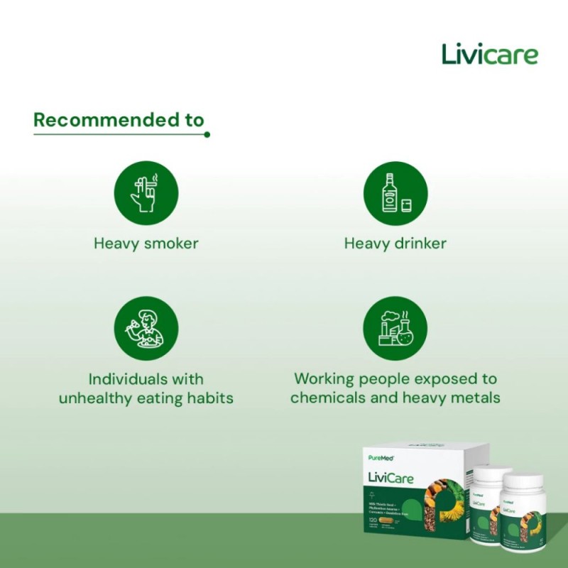 PUREMED Livicare 60's x 2 for Liver Supplement, Fatty Liver, Detox Supplement