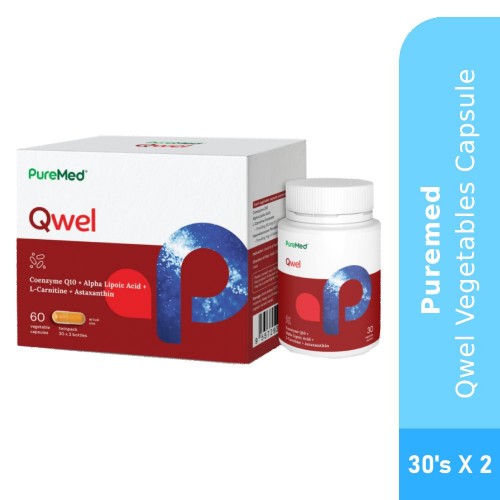 PUREMED Qwel with Coenzyme Q10 450mg 30's x 2 for Heart Heath & Energy Booster