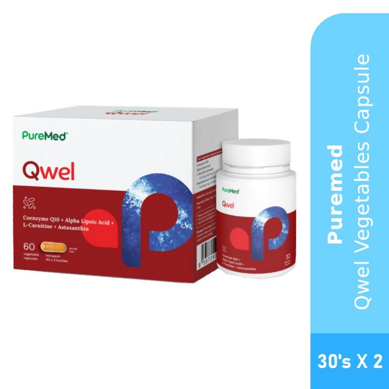 PUREMED Qwel with Coenzyme Q10 450mg 30's x 2 for Heart Heath & Energy Booster