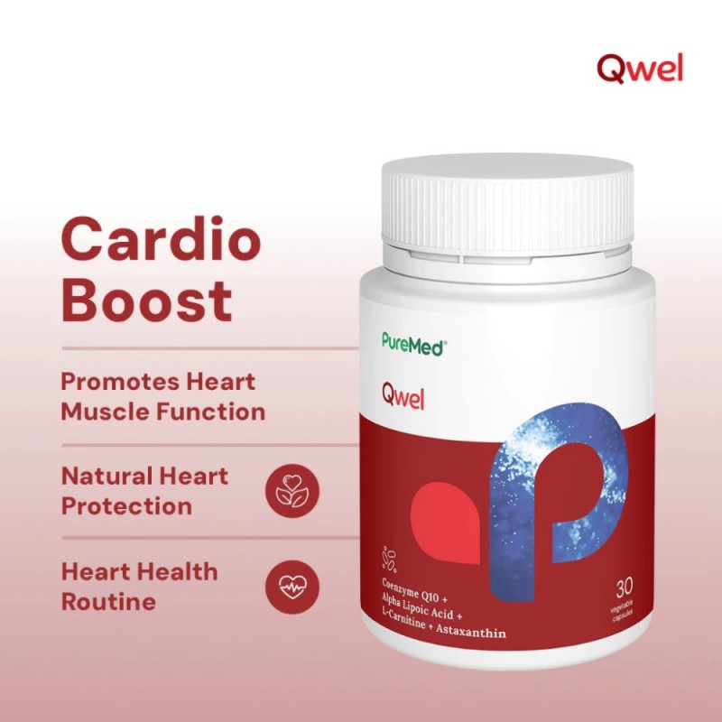 PUREMED Qwel with Coenzyme Q10 450mg 30's x 2 for Heart Heath & Energy Booster