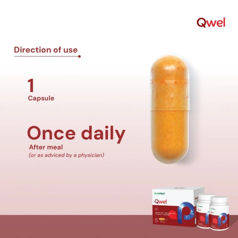 PUREMED Qwel with Coenzyme Q10 450mg 30's x 2 for Heart Heath & Energy Booster
