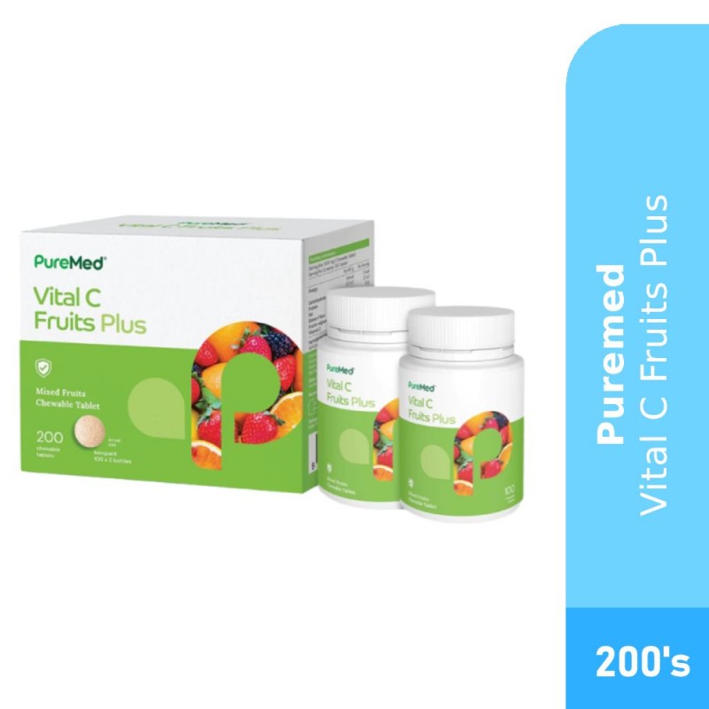PUREMED Vital C Plus 1000mg 100's X 2 with Vitamin C, Ester C, Chewable Vitamin C
