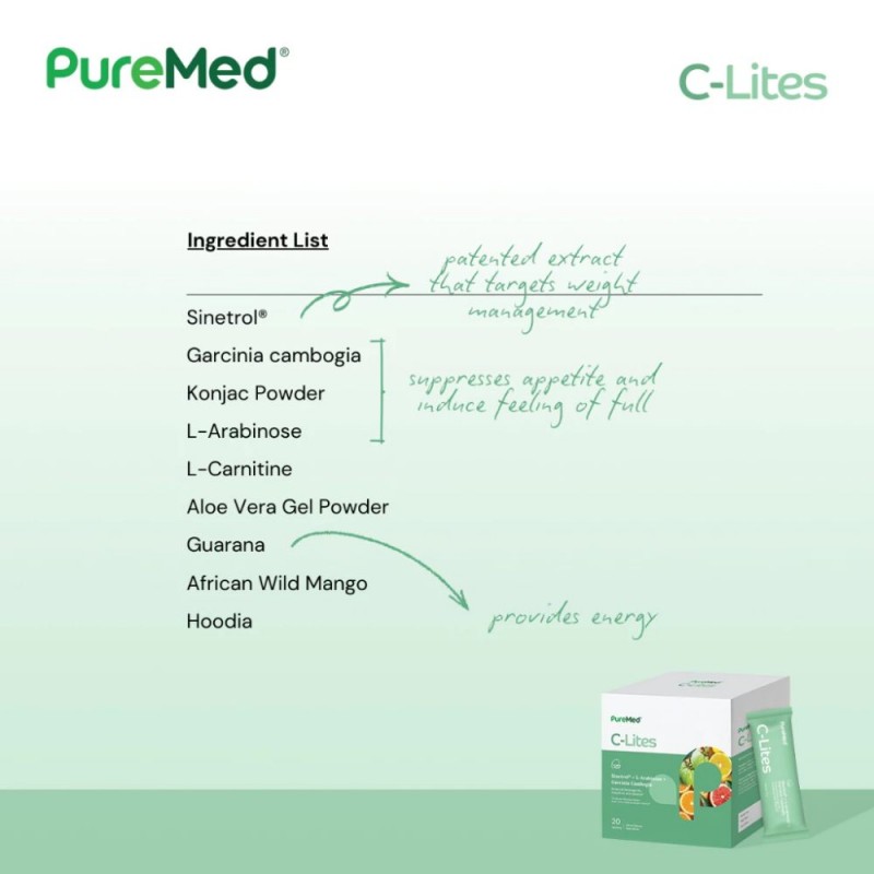 PUREMED C-LITES 10G X 20'S for Weight Management, Metabolism Booster