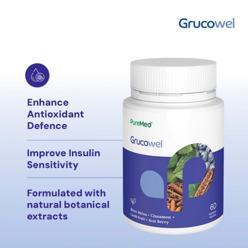 Puremed Grucowel 500mg 60's x 2 for Blood Glucose Control