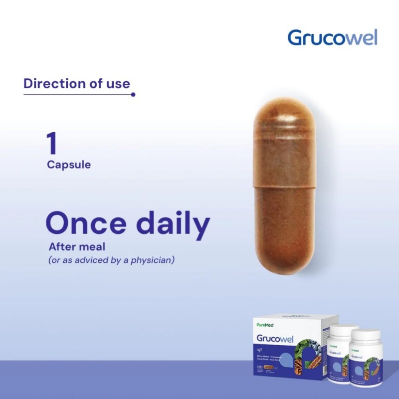 Puremed Grucowel 500mg 60's x 2 for Blood Glucose Control