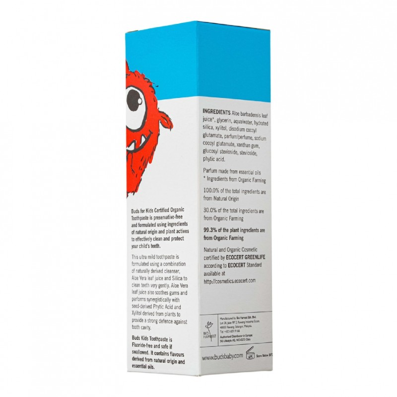 Buds Children's/ Kids Strawberry Flavour Toothpaste with Fluoride 50ml - 儿童牙膏 Suitable for 3-12 years old